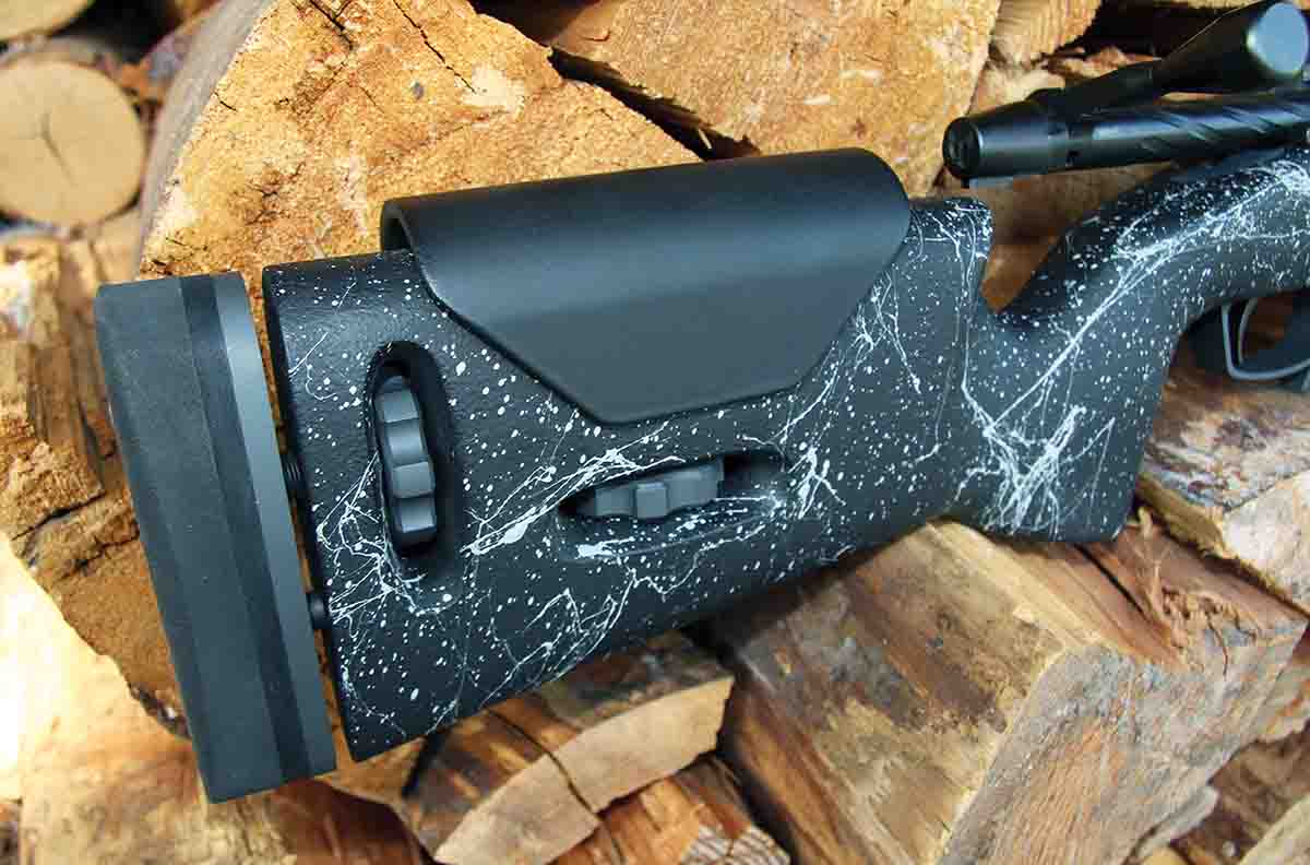 Wayne York set the fast-twist 243 Winchester barreled action into one of his Pendleton Composite Stocks T-11 models. If the stock design looks familiar, it is because they were once used with some of Montana Rifle Company’s heavier actions.